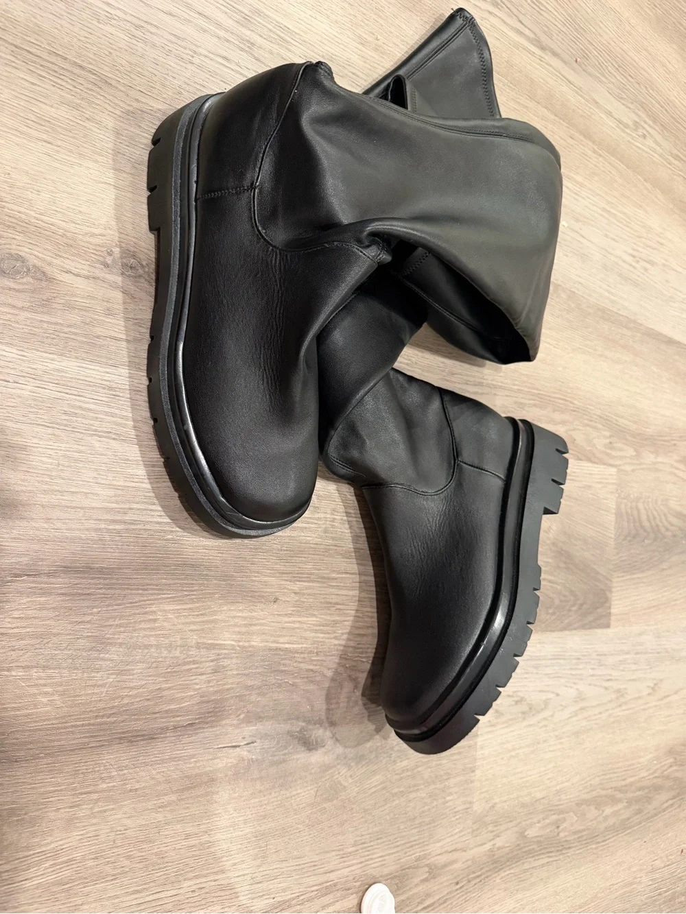 Steve Madden Black Over-the-Knee Leather Boots Gibbs